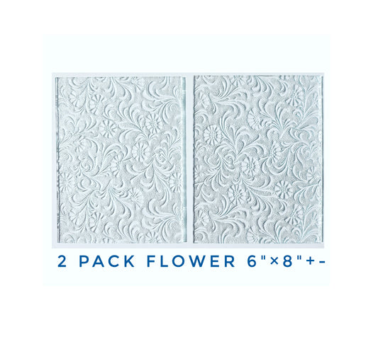 Glass Pack, Flower, Clear Architectural Stained Glass Sheets by Pilkington. Stamped Textured Pattern.