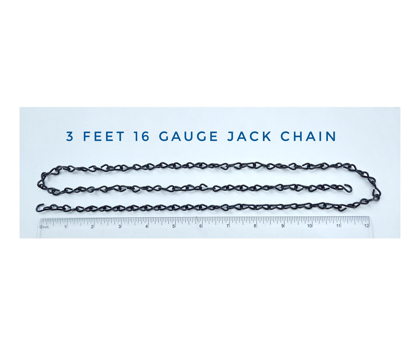 Jack Chain for Stained Glass. Hang Large Suncatchers & Medium Size Panels. Black Metal, 16 gauge. Rated 10 Pounds strength.