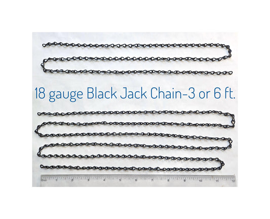 Jack Chain for Stained Glass. Hang Large Suncatchers & Small-Medium Size Panels. Black Metal, 18 gauge. Rated 5 Pounds strength.