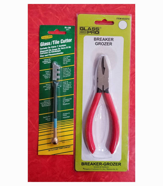 Stained Glass Cutter & Grozier Breaking Plier. Tools for Stained  Glass Sheets. Basic Steel Wheel Fletcher Brand Cutter, Glass Pro Brand Pliers