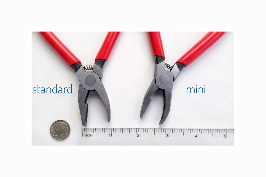 Pliers, Mini Grozziers for Stained Glass. Nip sheet glass or tile into shape. Fits in hand comfortably. All purpose plier, serrated jaw.