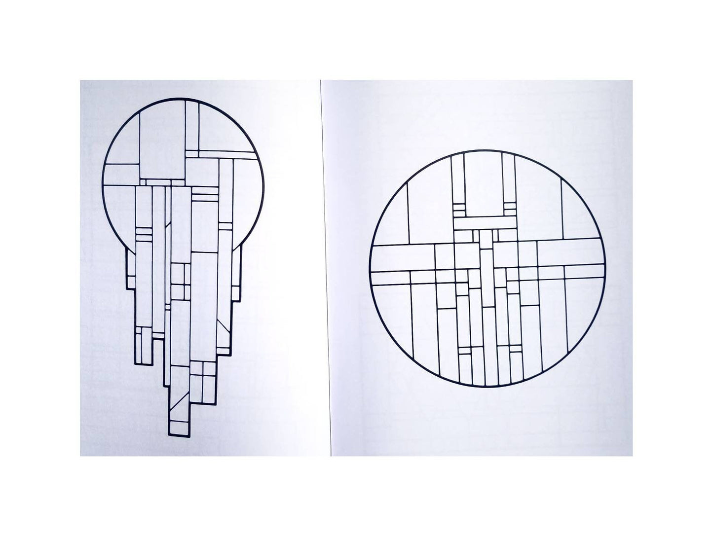 Stained Glass Design Book. Prairie Style Patterns. Nice variety of geometric line drawings for Lamp Shades. Author, Alex Spatz. New