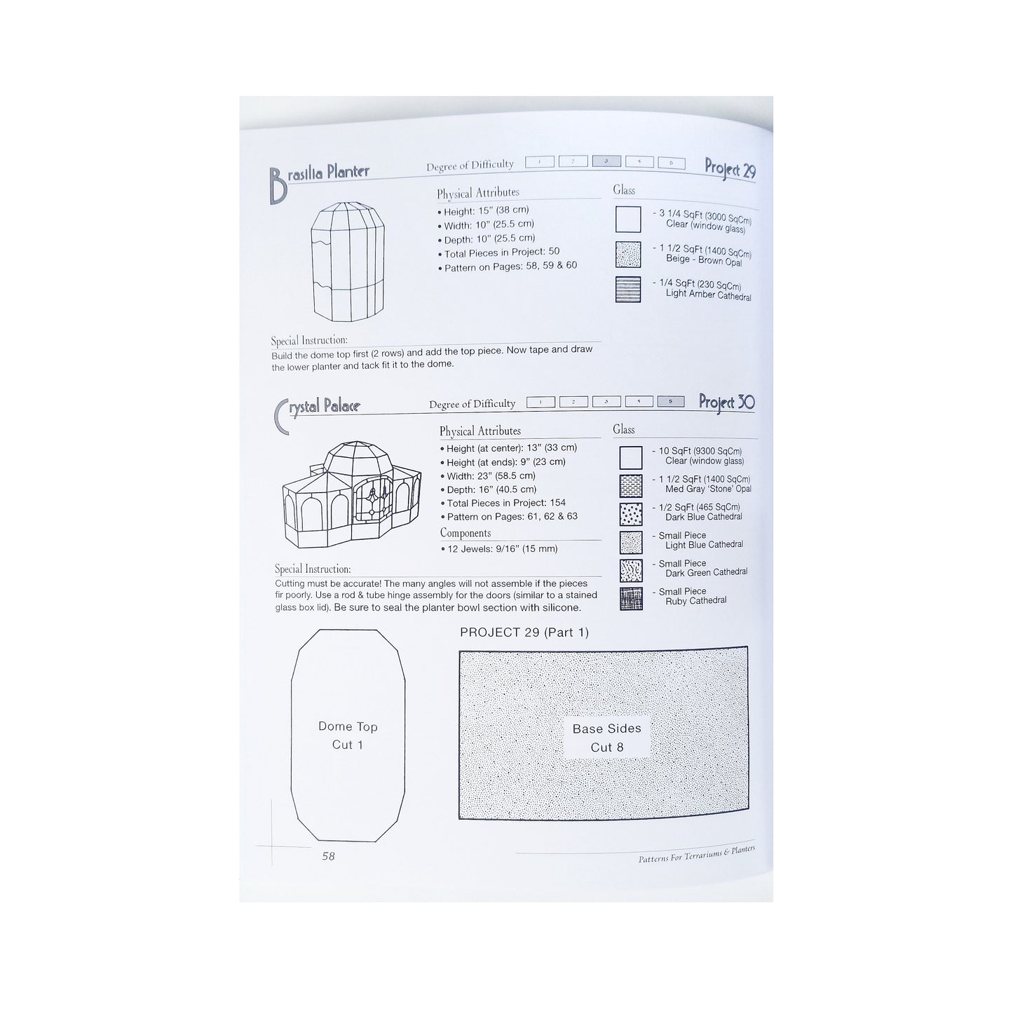 Terrariums & Planters Stained Glass Book. Design Ideas, 30 projects, 68 pages. Beginner or Advanced. Photoframes, Boxes, 3 Dimensional.